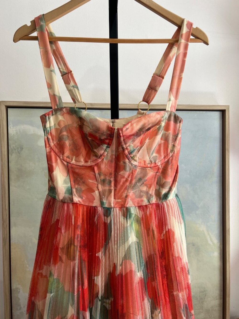 Anthropologie Hutch Macclare Gown Floral Tulle Bustier Dress Size 4 - Picture 5 of 7